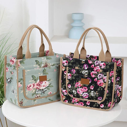 🌺Gėlėmis margintas pietų krepšys moterims-LT