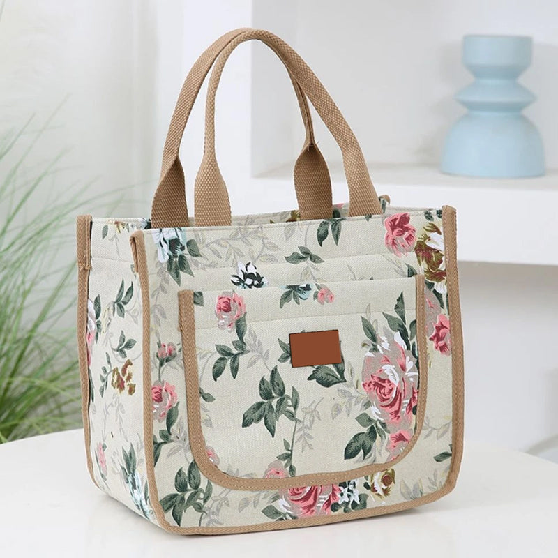 🌺Gėlėmis margintas pietų krepšys moterims-LT