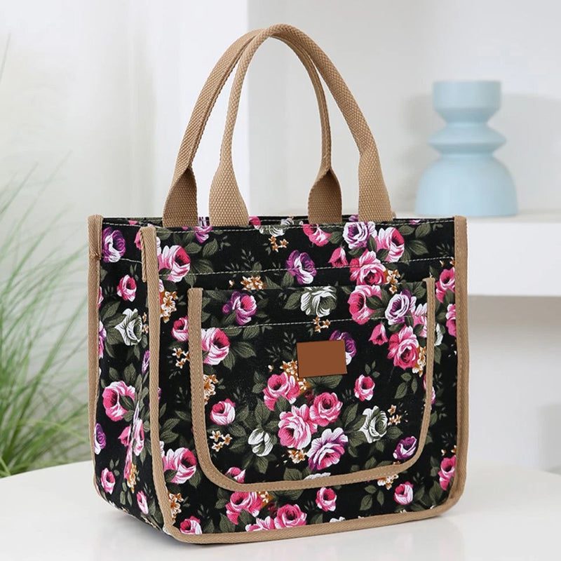 🌺Gėlėmis margintas pietų krepšys moterims-LT