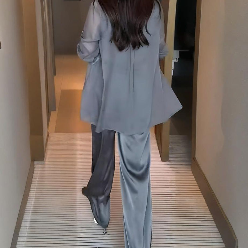 Γυναικείο σετ 3 τεμαχίων: πουκάμισο, γιλέκο και παντελόνι-GR