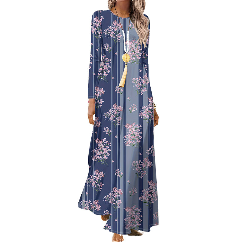 Moteriška suknelė ilgomis rankovėmis ir 3D spauda – LT