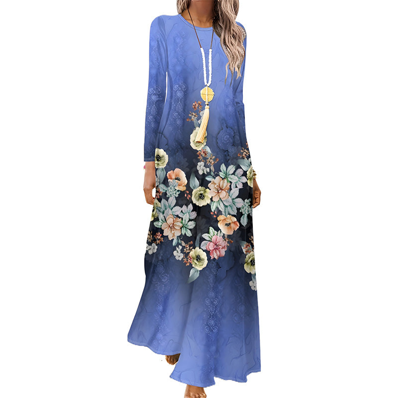 Moteriška suknelė ilgomis rankovėmis ir 3D spauda – LT