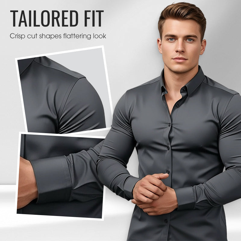 Vyriški vienspalviai ilgarankoviai marškiniai – iš nesiglamžančios medžiagos-LT