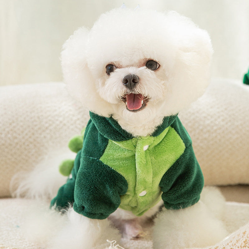 Ciepły pluszowy kombinezon z kapturem i motywem dinozaura