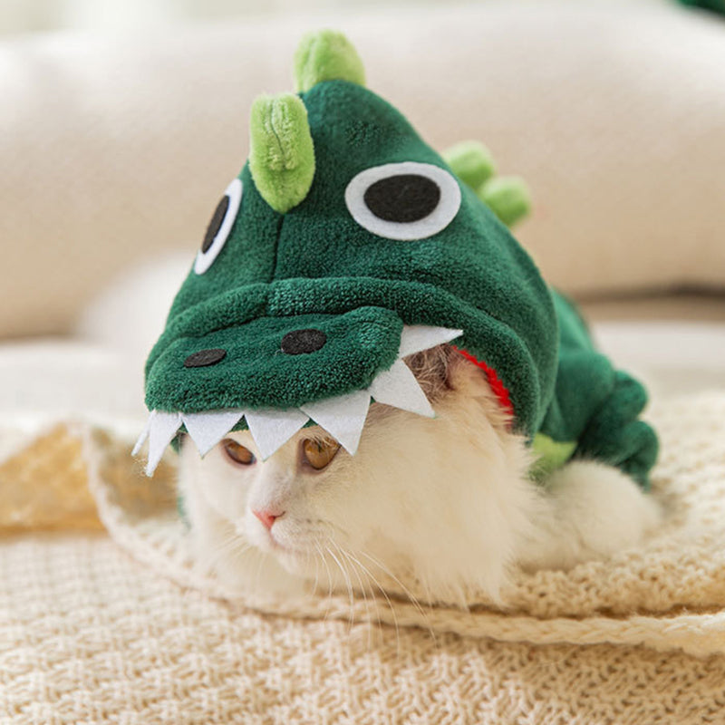 Ciepły pluszowy kombinezon z kapturem i motywem dinozaura