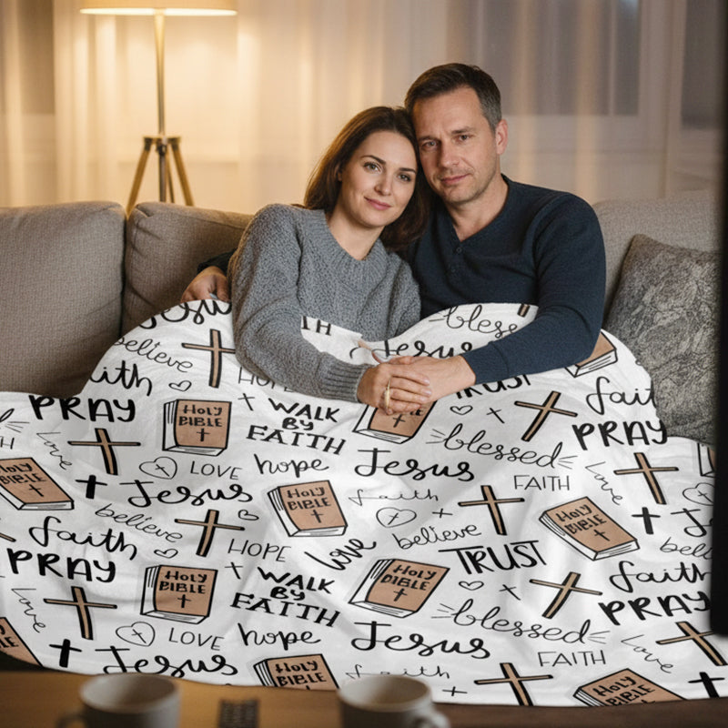 Inspirowany wiarą, wygodny, ultramiękki koc [Wysyłka metodą kompresji próżniowej]