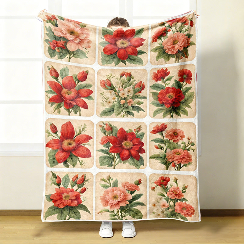 🌼 Przytulny i miękki koc flanelowy we wzór kwiatów 🛋️💐
