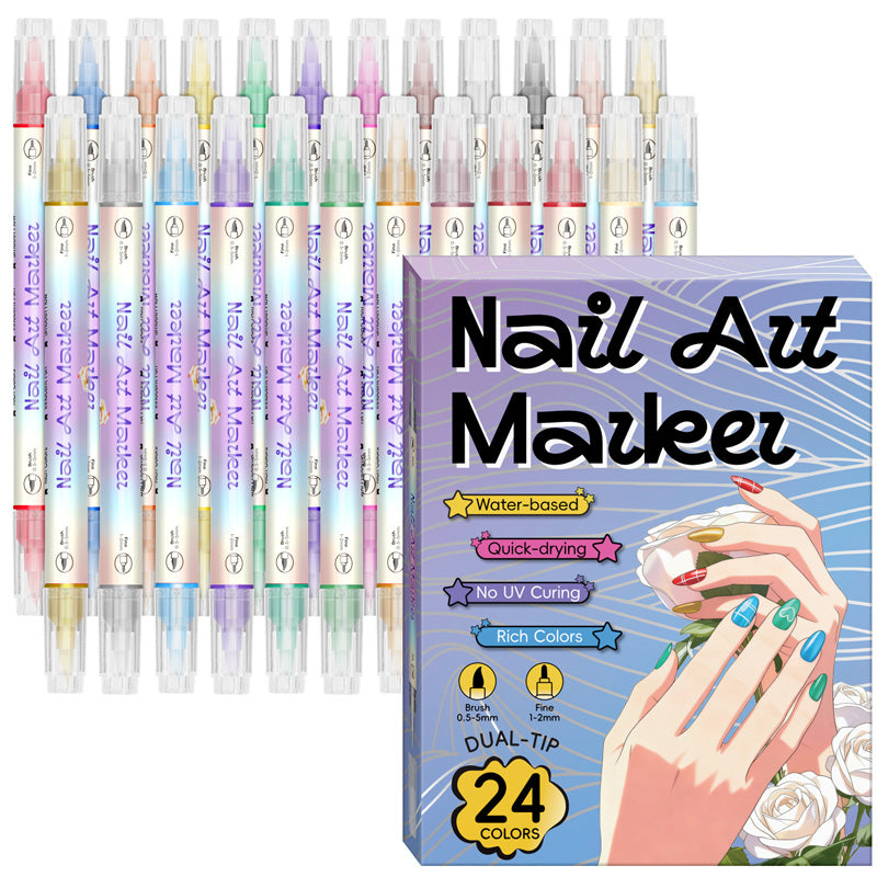 🎨 Długopisy do zdobienia paznokci dostępne w zestawie – łatwy manicure i pedicure DIY w domu