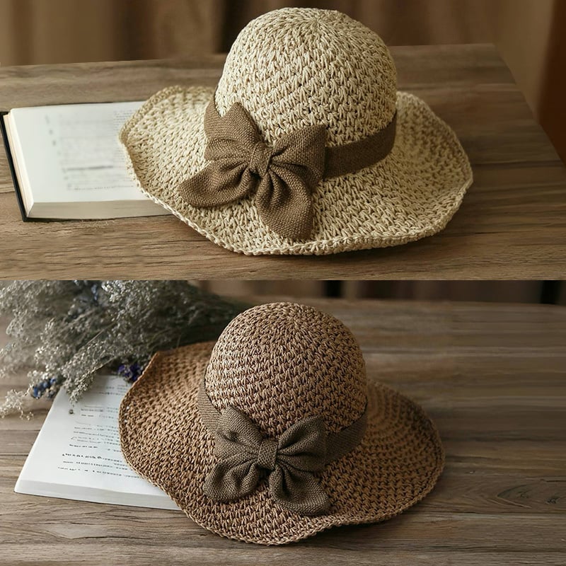 🎀 50% ZNIŻKI! 👒 Słomkowy Kapelusz Damski Retro z Kokardą – Składany, Przewiewny, Ochrona UV na Lato