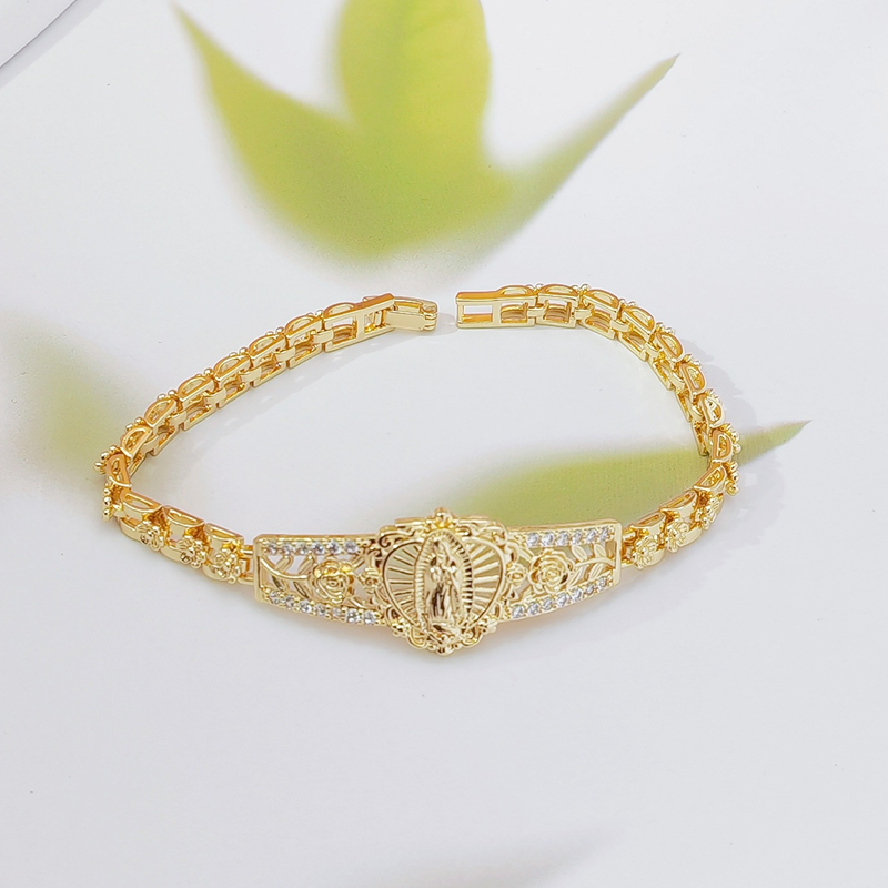 📿🌸 Elegancka bransoletka z ażurowym wizerunkiem Matki Boskiej – mistrzowska rzeźba – płatność przy odbiorze ✨✅