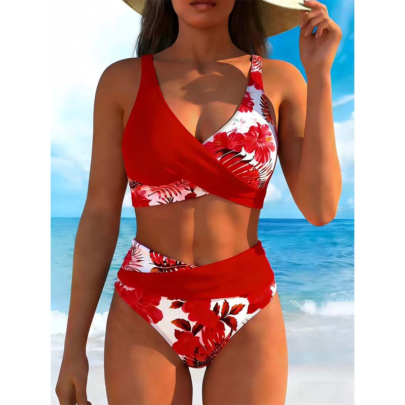 🌸🌿 Podkreśl swoją figurę – damski komplet bikini z wysokim stanem w kwiaty (rozmiary EU S-XL) 🌊👙