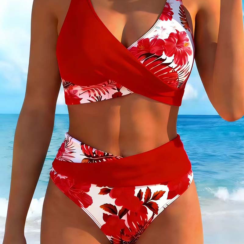 🌸🌿 Podkreśl swoją figurę – damski komplet bikini z wysokim stanem w kwiaty (rozmiary EU S-XL) 🌊👙
