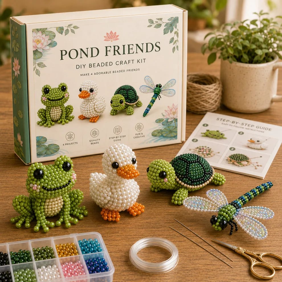 🧵🦉Zestaw do robótek ręcznych w kształcie zwierzątek z koralikami 3D