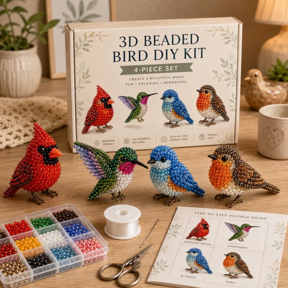 🧵🦉Zestaw do robótek ręcznych w kształcie zwierzątek z koralikami 3D
