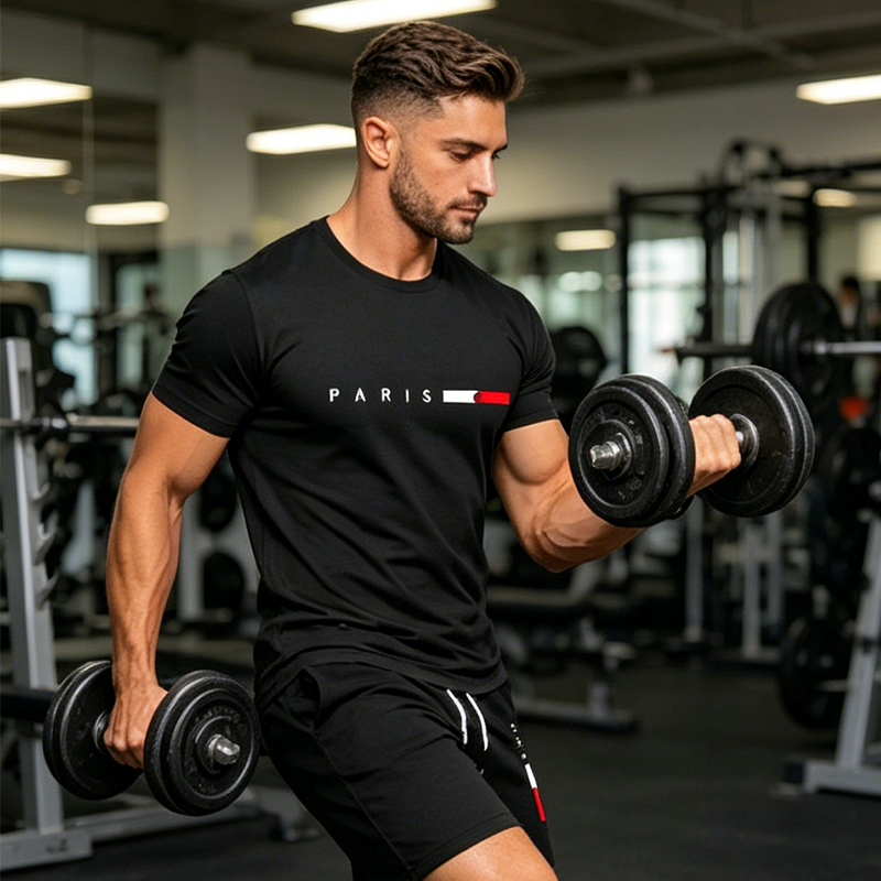 👕 30% ZNIŻKI TERAZ! ⏰ Dwuczęściowy męski komplet z nadrukiem – Miękki i przewiewny – Luźny krój, idealny na letni relaks lub codzienne wyjścia – W komplecie top i szorty 🩳