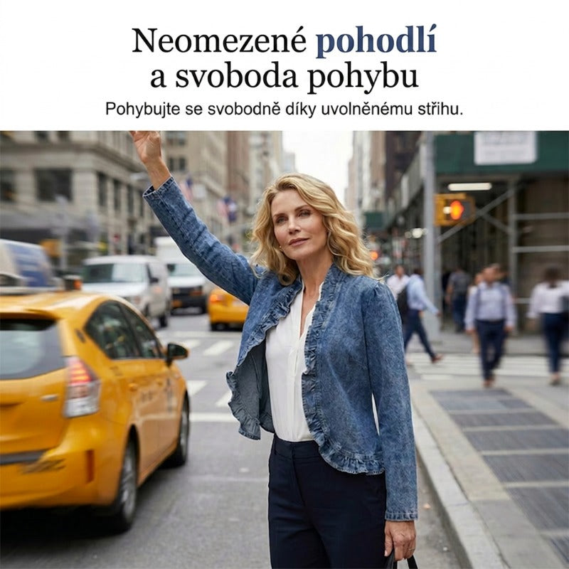 🔥49% ZNIŻKI｜Damska kurtka jeansowa bez zapięcia｜Falbanki, lekki materiał, łatwy do noszenia warstwowego