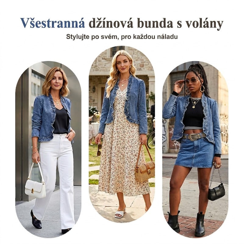 🔥49% ZNIŻKI｜Damska kurtka jeansowa bez zapięcia｜Falbanki, lekki materiał, łatwy do noszenia warstwowego